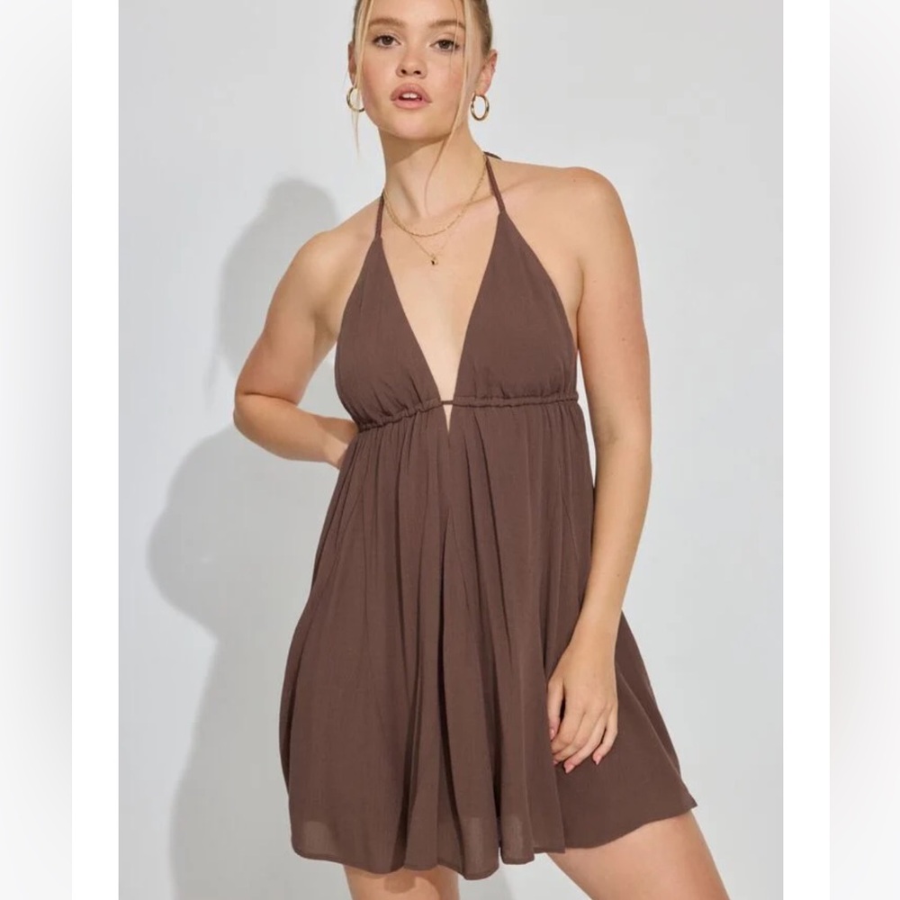 NWT Garage Rich Brown Halter Dress
